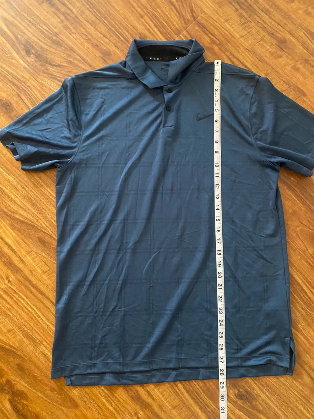 Nike Golf Men's Navy Gray Plaid Dri-FIT Polo Shirt Size Medium Casual Athleisure